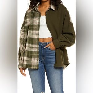 BP Printblock Plaid Button-Up Shirt in Large